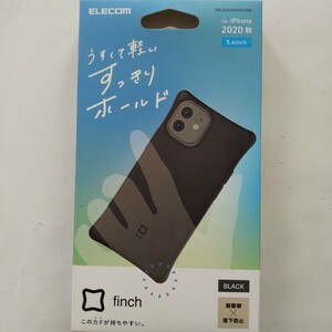 iPhone 12 mini finch 耐衝撃ケース 滑りにくい 薄型/軽量 すっきりホールド PM-A20AHVHH1BK（ブラック）