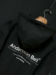 ◆Andersson Bell アンダースン ベル/スウェット プルオーバーパーカー Lサイズ/メンズ　ブラック　ビッグロゴ