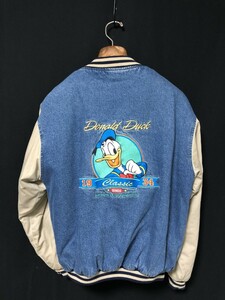 ヴィンテージ◆THE Disney STORE ドナルドダック 刺繍 ロゴ デニムジャケット ジージャン デニムスタジャン