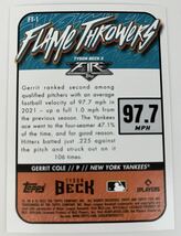 2022Topps MLBトレーディングカード インサート　ゴールドパラレル　ヤンキース45 ゲリット・コール　サイ・ヤング賞候補_画像2
