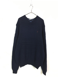  б/у одежда Polo Ralph Lauren one отметка хлопок вязаный свитер синий XL б/у одежда 
