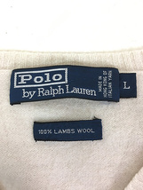 古着 Polo Ralph Lauren ワンポイント ソリッド 上質 ラムウール ライト ニット セーター オフホワイト L 古着_画像7