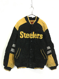 古着 NFL Pittsburgh Steelers スティーラーズ本革 オール スエード レザー スタジャン ジャケット M 古着