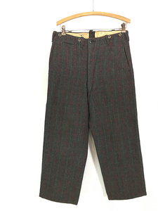 古着 60s 名作 MALONE PANTS ウィンドウ ペン チェック 防寒 メルトン ウール ハンティング マローン パンツ W32 L27.5