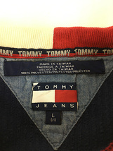 古着 90s TOMMY JEANS ワンポイント 凸凹 ベロア パイル ピケ 長袖 Tシャツ ロンT L 古着_画像8