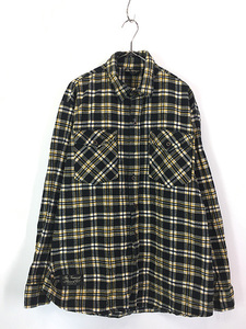 古着 90s USA製 The Vermont Flannel Co. ブラック チェック ヘビー フランネル シャツ ヘビネル L