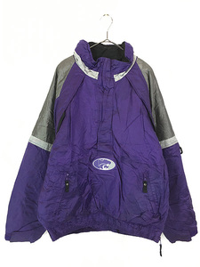 古着 90s STARTER Kansas State Wildcats ワイルドキャッツ ハーフジップ 2way パデット ナイロン ジャケット L 古着