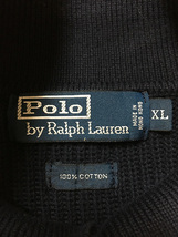 古着 Polo Ralph Lauren クレスト エンブレム 刺しゅう 襟付き コットン ニット セーター 紺 XL 古着_画像7