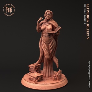 Flesh of Gods Fog-210913 NPC - Cult Leader - Female Wizard 3D print miniature D&D TRPG