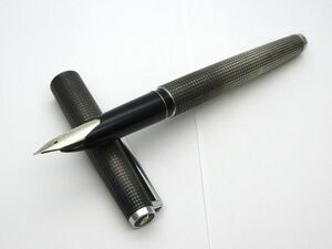 1000円スタート 万年筆 PILOT パイロット カスタム スターリングシルバー ペン先18K W.G. F H475刻印 格子柄 文房具 筆記用具 WHO O60031