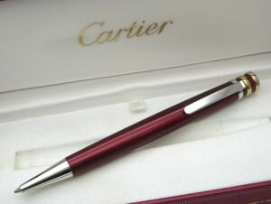 1000円スタート ボールペン Cartier トリニティ ドゥ カルティエ レッド×シルバー ツイスト式 付属品付 文房具 筆記用具 12 Q60007