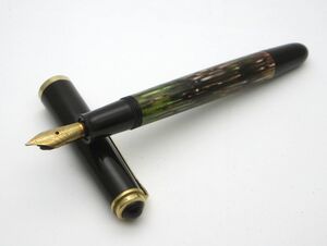 1000円スタート 万年筆 PELIKAN ペリカン 400 ペン先14C 585 EF刻印 茶縞 長さ約13cm 文房具 筆記用具 11 O60027