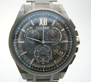 1000円スタート 腕時計 CITIZEN ECO-DRIVE エコドライブ ATTESA アテッサ H610-T019412 電波ソーラー 25周年モデル 黒文字盤 9 Q10010