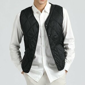 新品 キルティング パフ ベスト Quilted vest ワーク パデッド ベスト ブラック（黒）サイズ 3XL