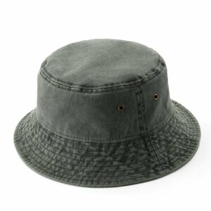 新品: ウォッシュドコットン バケット ハット Bucket Hat　(オリーブドグリーン色）【送料無料】