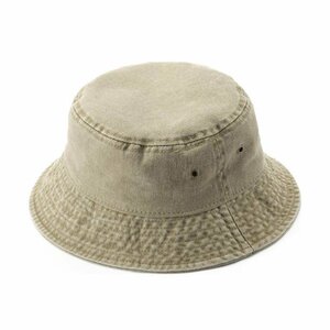 新品: ウォッシュドコットン バケット ハット Bucket Hat　(ベージュ色）【送料無料】