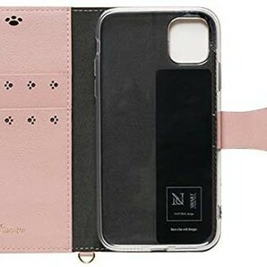 Natural design iPhone11 (6.1インチ) 手帳型 ケース 猫 Cocotte ピンクベージュ 高品質PUレザー ストラップ付属 スタンド機能の画像3