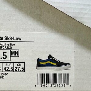 VANS SKATE SK8-Low 27.5cm バンズ スケートボーディング pro プロ 黒×青×黄の画像7