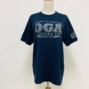YH0068 オガサカ OGASAKA TEAM 限定モデル メンズ Tシャツ 半袖 薄手 丸首 L ネイビー 古着 スキー スノボ スポーティーカジュアルルック