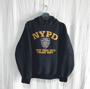 NYPD POLICE パーカー スウェット L ブラック トレーナー 警察 USA ニューヨーク市警察 ミリタリー エンブレム