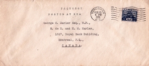エンタイアー244．風景10銭貼　カナダ宛　パクボー　Van-Couver 1936.2.15