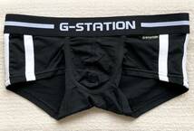 G-STATION ボクサーパンツ Ｌサイズ ローライズ サイドライン ブラック×ホワイト 綿95%_画像1