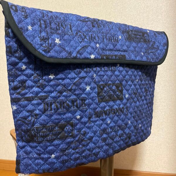 防災頭巾カバー 椅子の背もたれ用 青ダイナソー