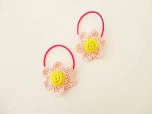 o flower. hair elastic *2 piece set * pink * hand made *181