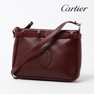 1円スタート★美品★ Cartier カルティエ マストライン トリニティ レザー ショルダーバッグ クロスボディバッグ ボルドー 斜め掛け