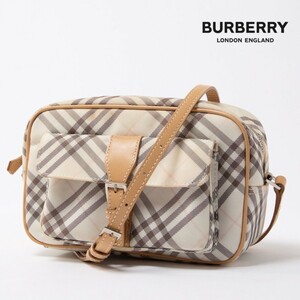 1円 ■極美品■ BURBERRY バーバリーブルーレーベル ナイロンキャンバス クロスボディ ショルダーバッグ レディース グレー系 エ0186