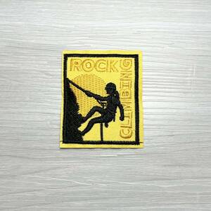 【ワッペン・パッチ】ROCK CLIMBING ロッククライミング 黄色 登山 岩登り