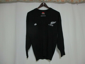 CANTERBURY OF NEW ZEALAND canterbury * black all black s Logo embroidery V neck knitted M