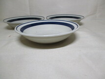 昭和レトロ 食器●BELL CHINA NOBLE STONE ブルーライン パスタ スープ ケーキ 深皿 計17点_画像7