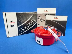 未使用☆STAUB/ストウブ ピコ・ココット ラウンド チェリー 40509-799 寸法：10cm 7/8 無水鍋 両手鍋 フランス製 鋳鉄 ②