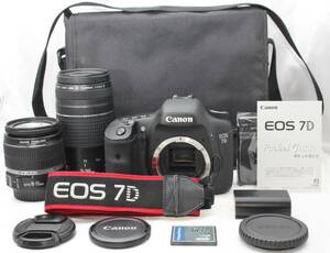 ★【限定！美品 スターティングセット CFカード付き】 Canon EOS 7D ★ EF-S18-55mm IS EF75-300mm III