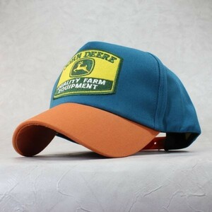 ★JOHN DEERE Cotton ローキャップ BL/OR 帽子 メンズ レディース ミリタリーキャップ★