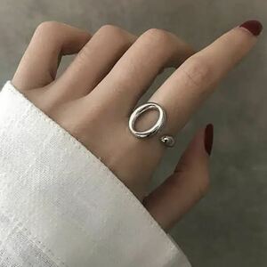 [r22] silver ring ring silver open ring free size unisex 