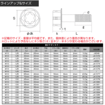 チタンボルト M10×35mm P1.25 フランジ付き六角ボルト トルクス穴 デザイン六角ボルト 焼きチタン風 JA1073_画像4