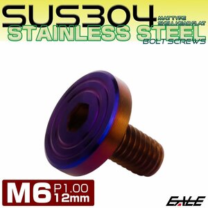 M6×12mm P1.0 ボタンボルト SUS304 ステンレス シェル フラットヘッド マットタイプ 焼きチタンカラー TR0864