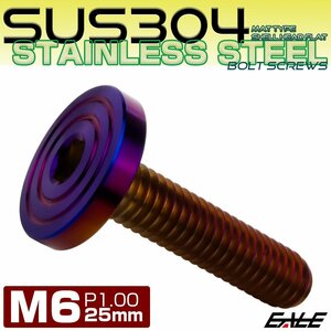 M6×25mm P1.0 ボタンボルト SUS304 ステンレス シェル フラットヘッド マットタイプ 焼きチタンカラー TR0867