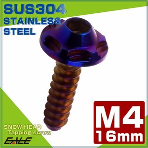 タッピングネジ M4×16mm SUS304 ステンレス スノーヘッド 六角穴 フランジ付き ネジ 焼きチタンカラー TC0192