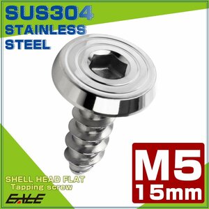 タッピングネジ M5×15mm SUS304 ステンレス シェルヘッドフラット 六角穴 フランジ付き ネジ シルバー TC0153