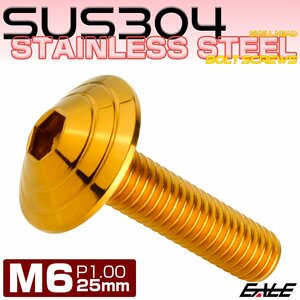M6×25mm ボタンボルト シェルヘッド SUS304ステンレス カスタムデザイン ゴールド TR0110