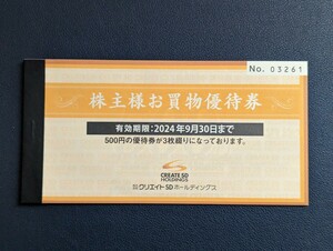 (送料込)クリエイトSDホールディングス 株主優待 1,500円分 未使用