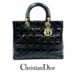 1円〜　【美品】　Christian Dior クリスチャンディオール　カナージュ　2wayバッグ　ショルダーバッグ　ハンドバッグ　エナメル　K123