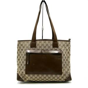 1円〜　【美品】　GUCCI グッチ トートバッグ ハンドバッグ　GGキャンバス オールドグッチ　ブラウン　シリアルナンバーあり　K116