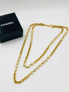 美品 1円～シャネル ＣＨＡＮＥＬ 2連パールネックレス 豪華絢爛 ゴールドGP アクセサリー 小物 ラグジュアリー ヴィンテージ刻印 A462