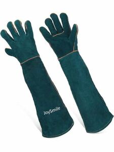 [JoySmile] pet glove biting attaching prevention gloves 60cm protection gloves dog cat pet gardening .... thickness . safety gloves cow leather wear resistance heat-resisting property ( green )