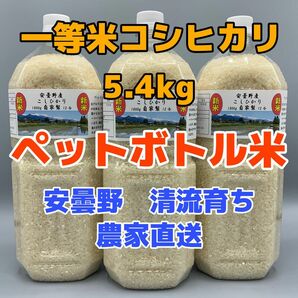 令和5年産・2Lボトル×3【コシヒカリ白米5.4kg一等米】安曇野自家製