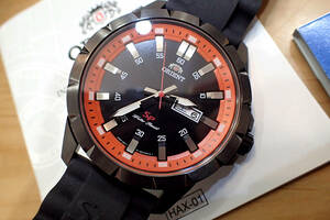 美品/正規 ◆ORIENT/オリエント SP ◆UG1X-E0-A スポーツ 黒ケース メンズ腕時計